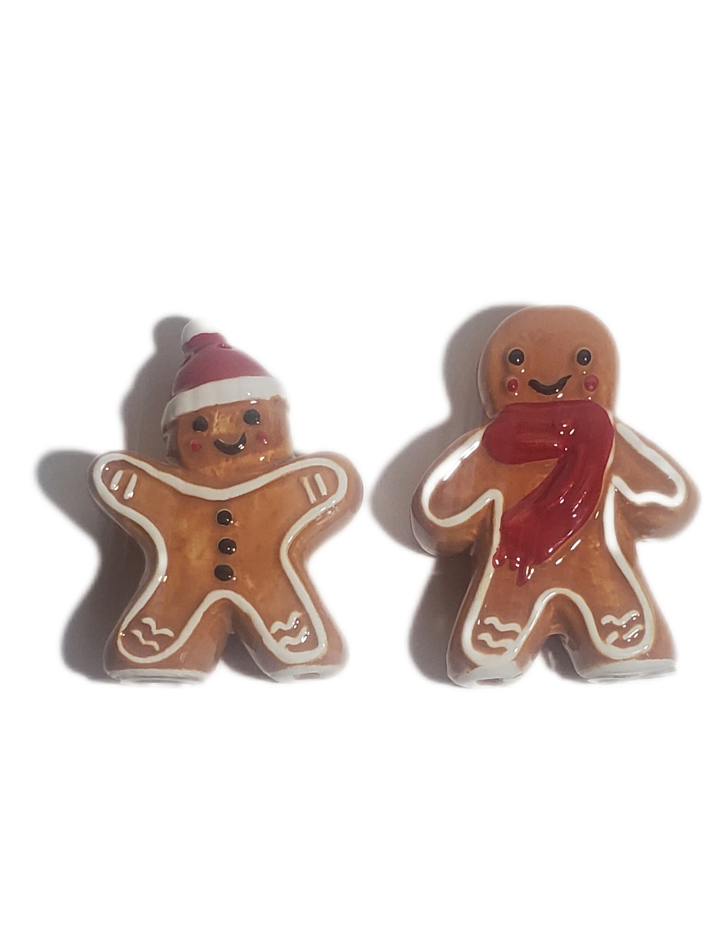 SALT & PEPPER SHAKERS Holiday Gingerbread Theme Ceramic in Red and Brown NWOT